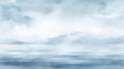 Serene blue watercolor landscape, minimalist abstract sea background