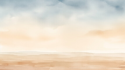 Watercolor sky and horizon, minimalist abstract landscape with soft hues
