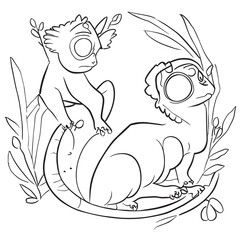 chameleond and lizards coloring pages print coloring pages  opens a new tab childrens coloring page templates  less, vector illustration line art
