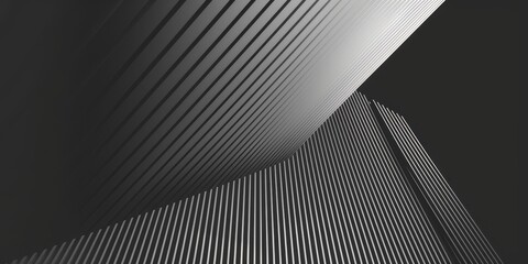 A black and white photo of a building with a lot of lines - Powered by Adobe