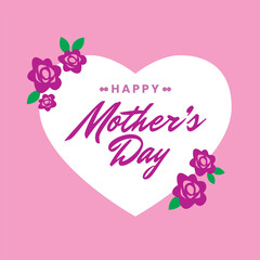 Mother's day greeting background with heart sign, flowers and typography. editable design template flat vector stock illustration