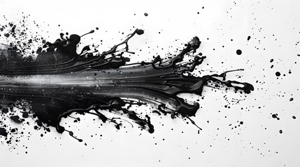 black ink splat on a white background