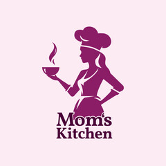 Female Chef Logo. Beauty  woman use uniform in Kitchen. Vector Illustration Design. Perfect for T-shirt, Emblem, Business, Fast Food, Culinary Brand, Restaurant, Catering, Food and Beverages, dish