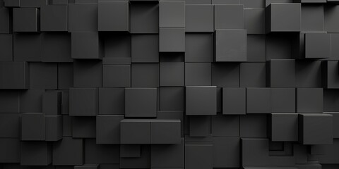 A black and white image of a wall made of black cubes