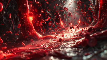 Liquid Mystery in Motion, A Dance of Red Against the Canvas of Discovery, Where Science Meets Art