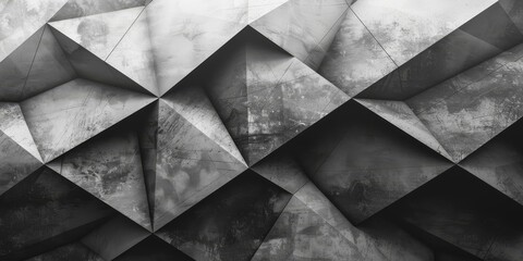 A black and white image of a wall with a lot of triangles