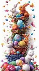 A cheerful, 3D vertical pattern that brings together Easter's beloved symbols.