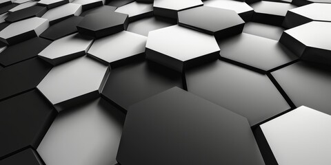 A black and white image of a pattern of hexagons