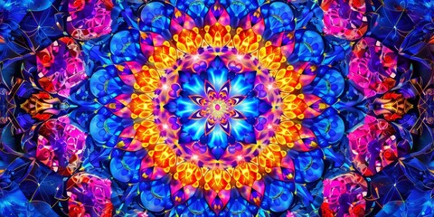 Fototapeta na wymiar A colorful flower with a bright blue center