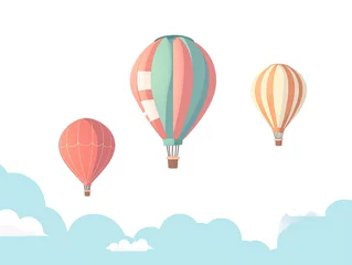Photo sur Plexiglas Montgolfière 2d flat design illustration of hot air balloon in the air. Flat pastel color. 