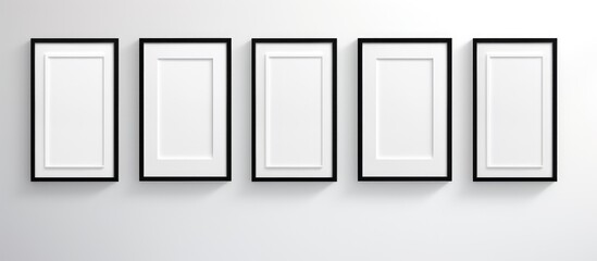 Collection of Empty Realistic Photo Frames on White Wall Template for Mock Up