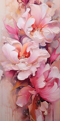 Vibrant Blush Symphony: Vivid Floral Watercolor