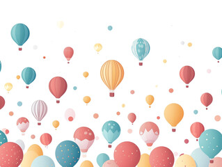 Obraz na płótnie Canvas 2d flat design illustration of hot air balloon in the air. Flat pastel color. 