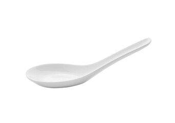 White empty ceramic spoon for soup transparent png