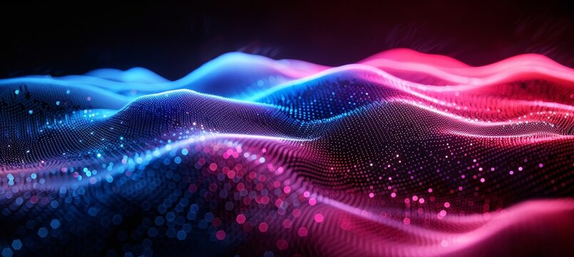 Glowing binary code encryption on pixelated interface background futuristic technology concept.