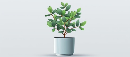 Potted plant with small leaves on a thin stem A plant in a flower pot for indoor or office use 2d icon on a gray background