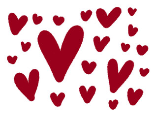 red hearts background on transparent background clipart