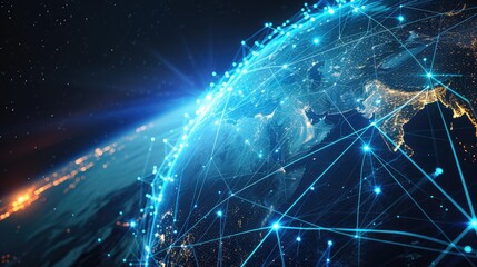 Naklejka na ściany i meble Global Network Connectivity and Data Exchange Concept
