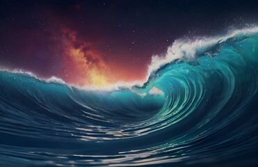Fototapeta premium amazing colorful sea wave with sky background