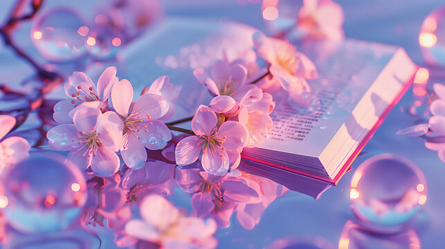 Springs Delicate Dance, Where Blossoms Frame the Words, A Story Woven with the Threads of Nature