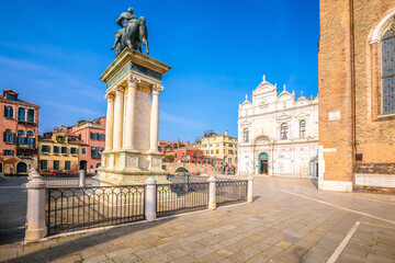 Campo Santi Giovanni e Paolo square in Venice colorful architecture view