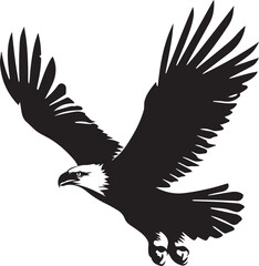 silhouette vector of eagle in flight on white background