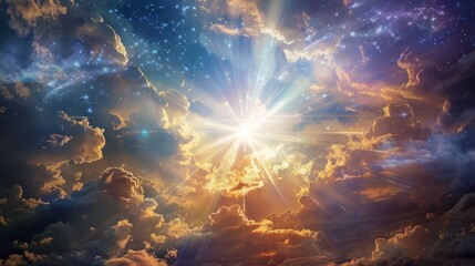 God light in heaven symbolizing divine presence - obrazy, fototapety, plakaty