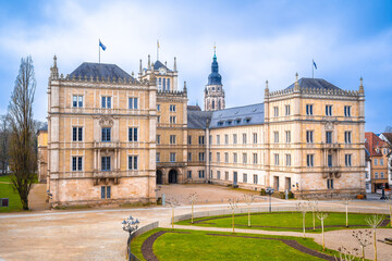 Historic Schlossplatz Ehrenburg  sqaure in Coburg architecture view
