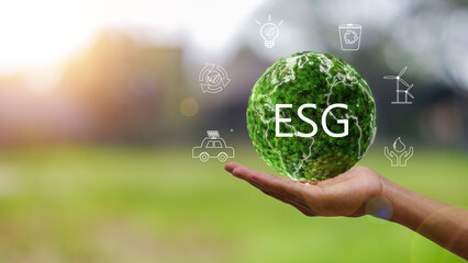 ESG in Concepts, Environment,  social, and governance in sustainable and ethical business on the...