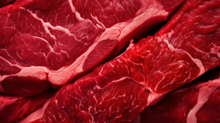 Ultra-detailed close-up photo of meat texture. Appetizing red meat background. Generative AI