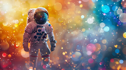 Beautiful painting of an astronaut in a colorful. generative ai 