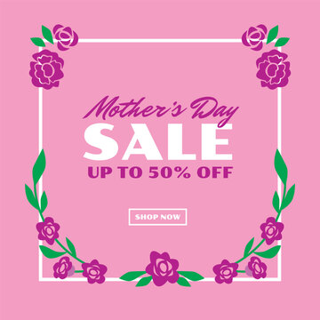 happy Mother's day offer background with flowers. editable design template flat vector stock illustration