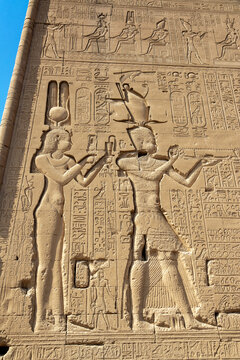 Relief of Cleopatra on the Temple of Hathor in Dendera, Egypt
