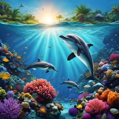 Foto auf Acrylglas Dolphin. Generative AI © 치원 안