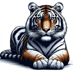 Fototapeta na wymiar tiger on white Ai generated 