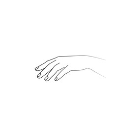 beautiful hand pose black outline vector illustration, one line art, minimalism, manicure