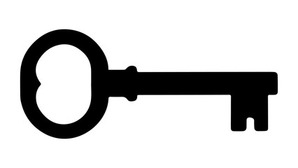 old key silhouette in vector isolated on white