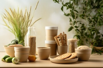 Biodegradable food containers wheat and bamboo soft light