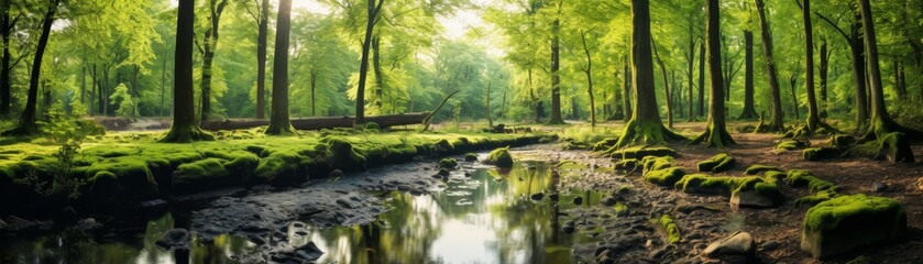 Carbon credit verification app lush woodlands serene - obrazy, fototapety, plakaty