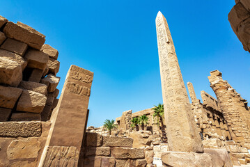 Ancient obelisk in Karnak temple in Luxor, Egypt - 753041179