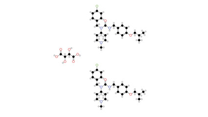 Fototapeta premium pimavanserin tartrate molecule, structural chemical formula, ball-and-stick model, isolated image tartrate salt