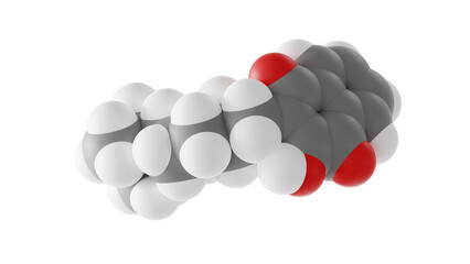 buparvaquone molecule, naphthoquinone antiprotozoal drug, molecular structure, isolated 3d model van der Waals