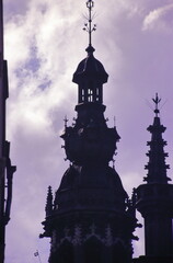 Rooftop with architectural details of Brussels City Museum at the Grand Place in the heart of Brussels during early 1990s