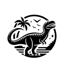 Dinosaur monochrome vector illustration.