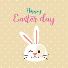 Happy easter day poster, greeting, card with bunny and eggs, happy easter day	
