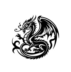 Monochrome dragon isolated vector illustration