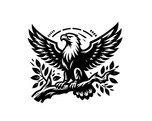 Fototapeta premium Eagle engravement vector illustration emblem