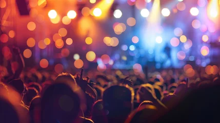Foto op Plexiglas Crowd at concert and blurred stage lights © buraratn