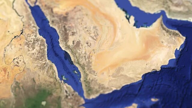 Physical Map Of Arabian Peninsula, Slider Shot