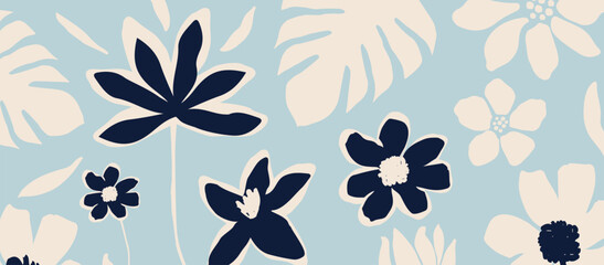 Nature inspired shapes-doodle collection. Cute botanical shapes, random childish doodle cutouts of tropical leaves, flowers and branches, decorative abstract art vector illustration